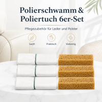 Polierschwamm und Poliertuch 6er-SET für Leder und Polster (Jeweils 3 Stück)