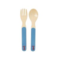 Kinderlöffel und Gabel Set 14cm Creme Elfenbein...