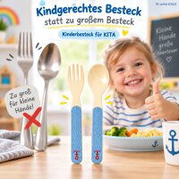 Kinderlöffel und Gabel Set 14cm Creme Elfenbein Melamin Anker