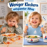 Kinderlöffel und Gabel Set 14cm Creme Elfenbein Melamin Anker