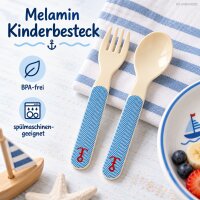 Kinderlöffel und Gabel Set 14cm Creme Elfenbein Melamin Anker