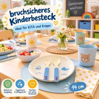 Kinderlöffel und Gabel Set 14cm Creme Elfenbein Melamin Anker
