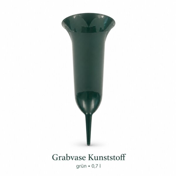 Testrut Grabvase Kunststoff grün 26 cm mit Erdspieß