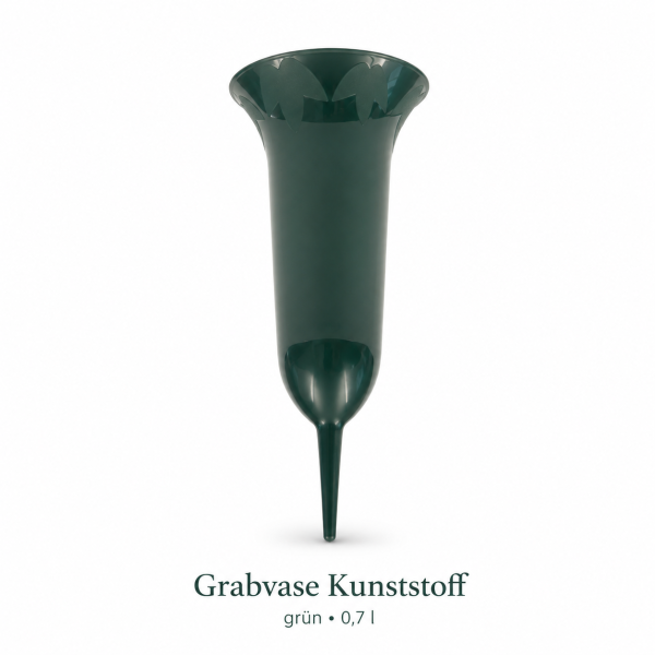 Testrut Grabvase Kunststoff grün 26 cm mit Erdspieß