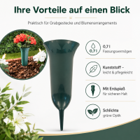 Testrut Grabvase Kunststoff grün 26 cm mit Erdspieß