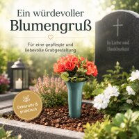 Testrut Grabvase Kunststoff grün 26 cm mit Erdspieß