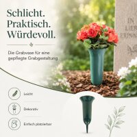 Testrut Grabvase Kunststoff grün 26 cm mit Erdspieß