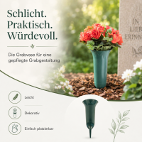 Testrut Grabvase Kunststoff grün 26 cm mit Erdspieß