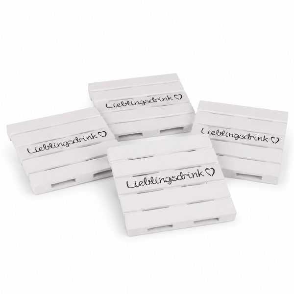 Glasuntersetzer "Lieblingsdrink" 4er-SET im Palettenstyle 10 x 10 cm