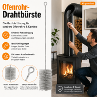 Ofenrohr Reinigungsbürste 160mm 150cm Grau - flexibel aus Stahldraht