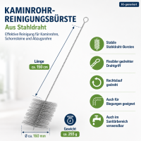 Ofenrohr Reinigungsbürste 160mm 150cm Grau - flexibel aus Stahldraht