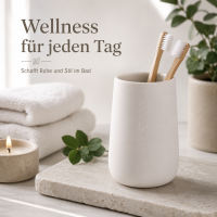 Bonja Wellness Zahnputzbecher aus Dolomit in Weiß matt