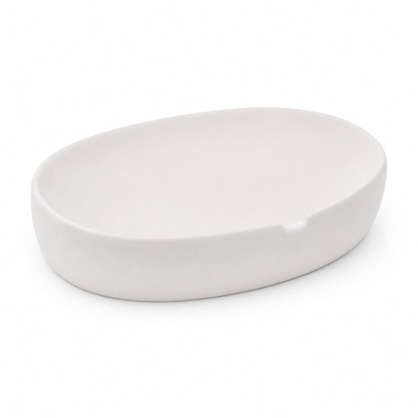 BONJA Seifenschale Wellness Weiß aus Dolomit – ovale Seifenablage 13 x 9 cm