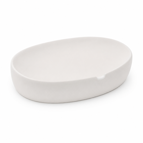 BONJA Seifenschale Wellness Weiß aus Dolomit – ovale Seifenablage 13 x 9 cm