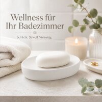BONJA Seifenschale Wellness Weiß aus Dolomit – ovale Seifenablage 13 x 9 cm
