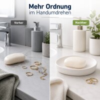 BONJA Seifenschale Wellness Weiß aus Dolomit – ovale Seifenablage 13 x 9 cm
