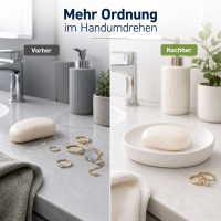 BONJA Seifenschale Wellness Weiß aus Dolomit – ovale Seifenablage 13 x 9 cm