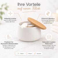 BONJA Aufbewahrungsdose Wellness Weiß mit Bambusdeckel – Dolomit, Ø 12 cm