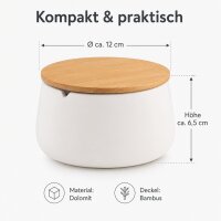 BONJA Aufbewahrungsdose Wellness Weiß mit Bambusdeckel – Dolomit, Ø 12 cm