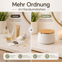 BONJA Aufbewahrungsdose Wellness Weiß mit Bambusdeckel – Dolomit, Ø 12 cm