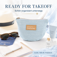 FERNWEH Kosmetiktasche Ready for Takeoff 18 x 12 cm – hellblau