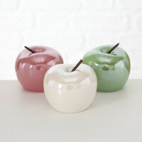 Deko Äpfel im 3er Set Rot, Grün, Weiß aus Porzellan