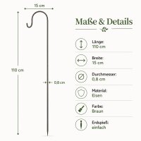 Boltze Gartenstab , H 85 cm, Eisen, Braun
