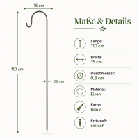 Boltze Gartenstab , H 85 cm, Eisen, Braun