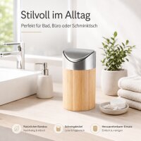 BONJA Kosmetikeimer aus Bambus & Edelstahl – mit Schwingdeckel, 800 ml