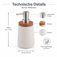 BONJA Seifenspender Wellness aus Dolomit & Bambus – 450 ml