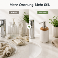 BONJA Seifenspender Wellness aus Dolomit & Bambus – 450 ml