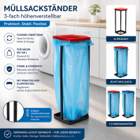 Müllsackständer 120L Höhenverstellbar mit Deckel und Klemmring