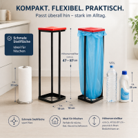 Müllsackständer 120L Höhenverstellbar mit Deckel und Klemmring