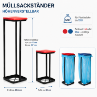 Müllsackständer 120L Höhenverstellbar mit Deckel und Klemmring