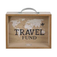Holz-Spardose, Travel Fund, ca. 20,5 x 12 cm