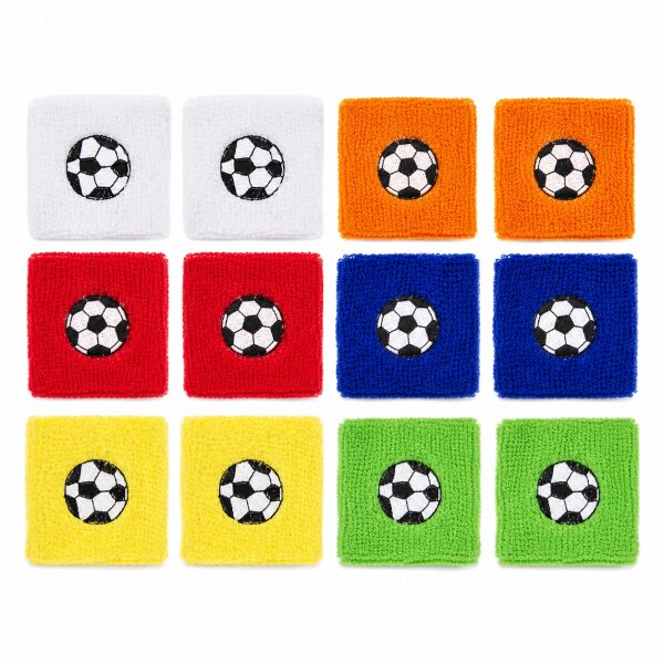 Schweißbänder Kinder Set 6cm Bunt - Fußball Armband für Geburtstage