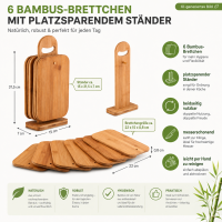 Brettchenständer, Bambus, 6 Stück