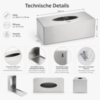 Testrut Axentia Kosmetiktücherbox aus Edelstahl matt