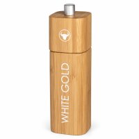 Salzmühle Holz modern 5x5x16,5cm Natur White Gold für Küche