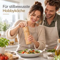 Salzmühle Holz modern 5x5x16,5cm Natur White Gold für Küche