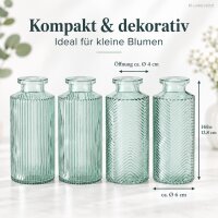 Glasvasen Set Grün 6x13,8cm Salbeigrün - 4 kleine Deko-Vasen aus Glas
