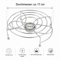 Testrut Stövchen Verschromt ca. 17 cm, Rund