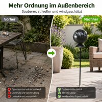 Aschenbecher auf Gartenstab – Runder, Schwarzer Aschenbecher mit Deckel & „Smoke“ Schriftzug