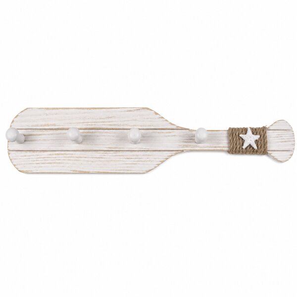 Maritime Wandgarderobe Paddel aus Holz mit 4 Haken – ca. 40 x 8,5 cm