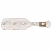 Maritime Wandgarderobe Paddel aus Holz mit 4 Haken – ca. 40 x 8,5 cm