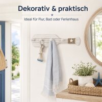 Maritime Wandgarderobe Paddel aus Holz mit 4 Haken – ca. 40 x 8,5 cm