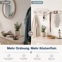 Maritime Wandgarderobe Paddel aus Holz mit 4 Haken – ca. 40 x 8,5 cm