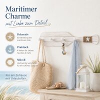Maritime Wandgarderobe Paddel aus Holz mit 4 Haken – ca. 40 x 8,5 cm