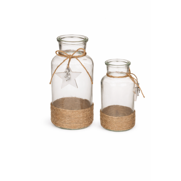 Vasen Glas mit jute 2er-SET