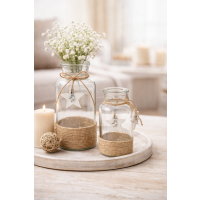 Vasen Glas mit jute 2er-SET